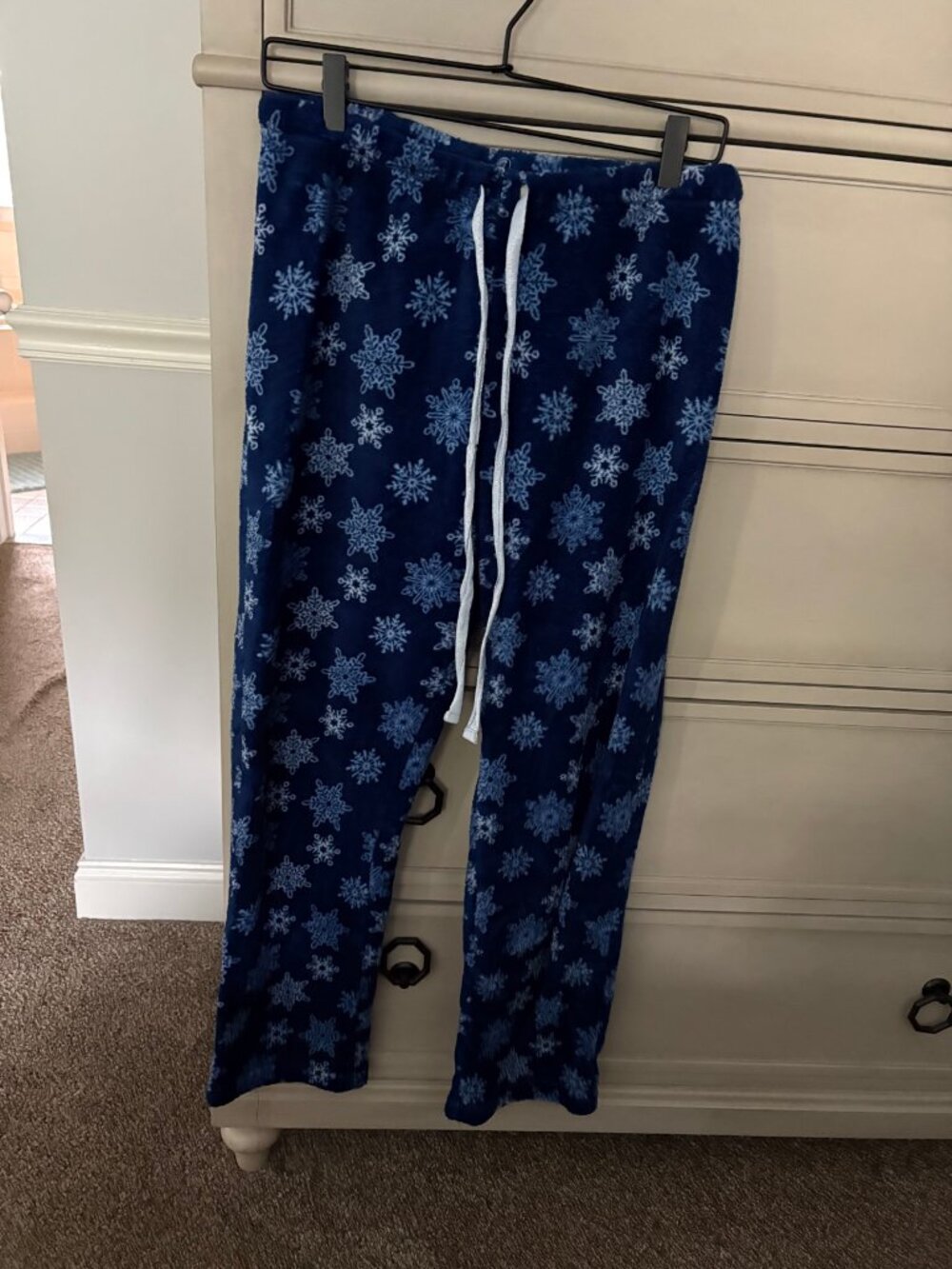 Women's Navy Blue Snowflake Fleece Pajama Pants - Size XL - Like New